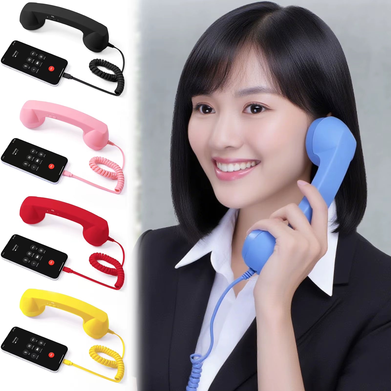 Vintage Style Type C Phone Handset Receiver with Microphone & Speaker for Smartphones