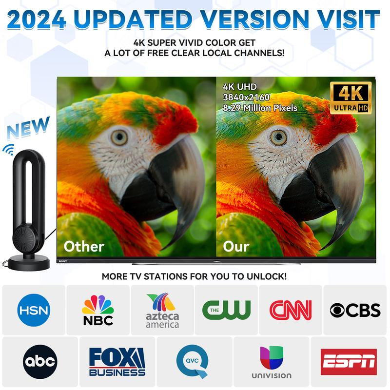 High-Performance Indoor TV Antenna for Smart TVs – Easy Setup, Strong Magnetic Base, Long Range Reception for Local Channels