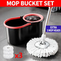 Mop and Bucket Set with 360° Rotatable Mop 3 Microfiber Heads 61-Inch Adjustable Handle Efficient Cleaning Supplies