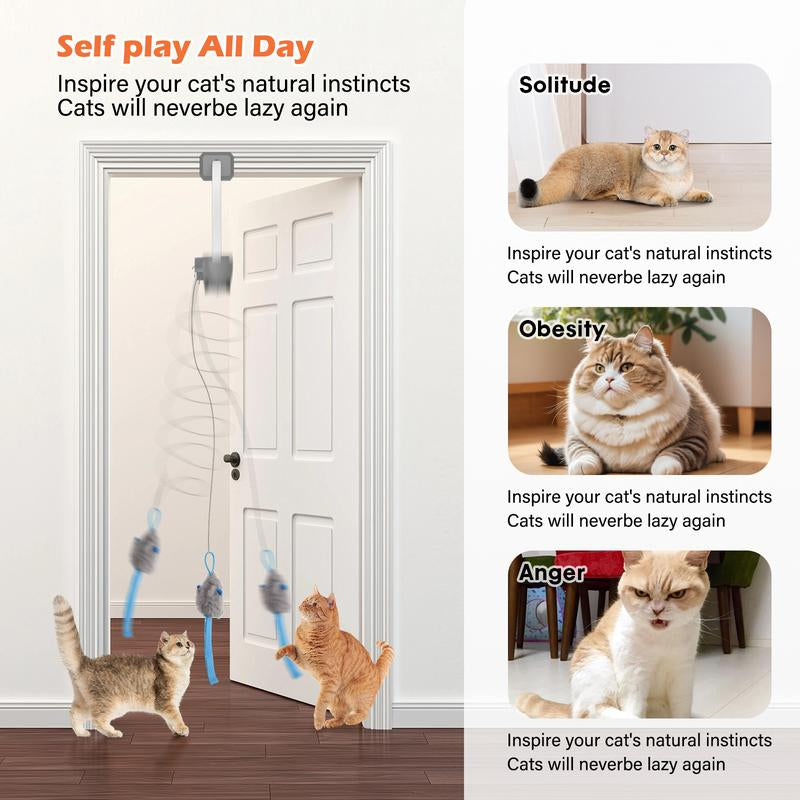 Interactive Electric Cat Teaser with Remote - Rechargeable, 360° Rotation & Irregular Jumping - Stimulate Your Cat's Mind & Body - Perfect for Christmas Gifts!