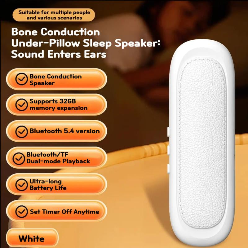 Revolutionary Under Pillow Bluetooth Speakers with Bone Conduction, 3D White Noise, Volume Control & Sleep Timer - Perfect for Side Sleepers!