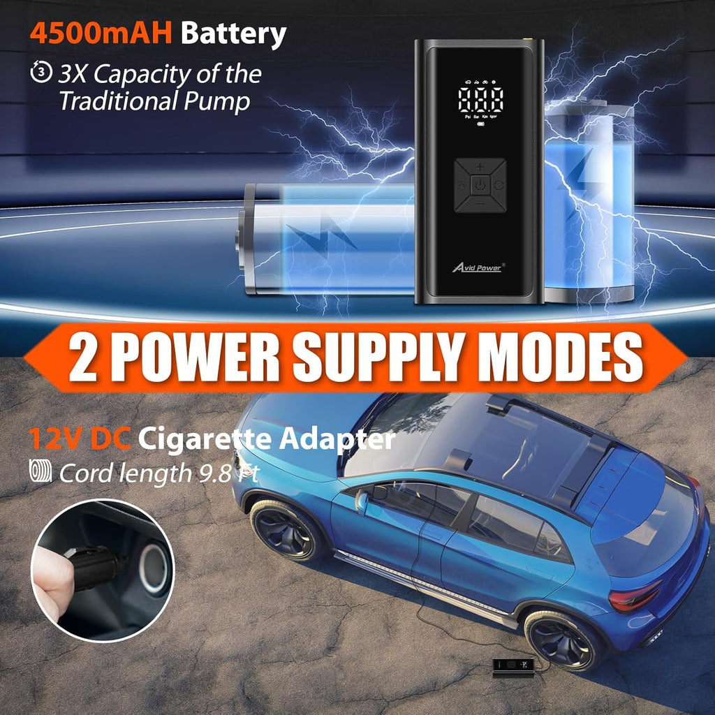 Powerful Cordless Portable Tire Inflator with 4500mAh Battery & Smart Modes for Effortless Inflation