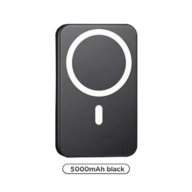 5000mAh Magnetic Wireless Power Bank – Slim, Magsafe-Compatible Charger with Up to 15W Wireless Fast Charging for iPhone 12-17 & Qi Android Devices (Includes Ring)