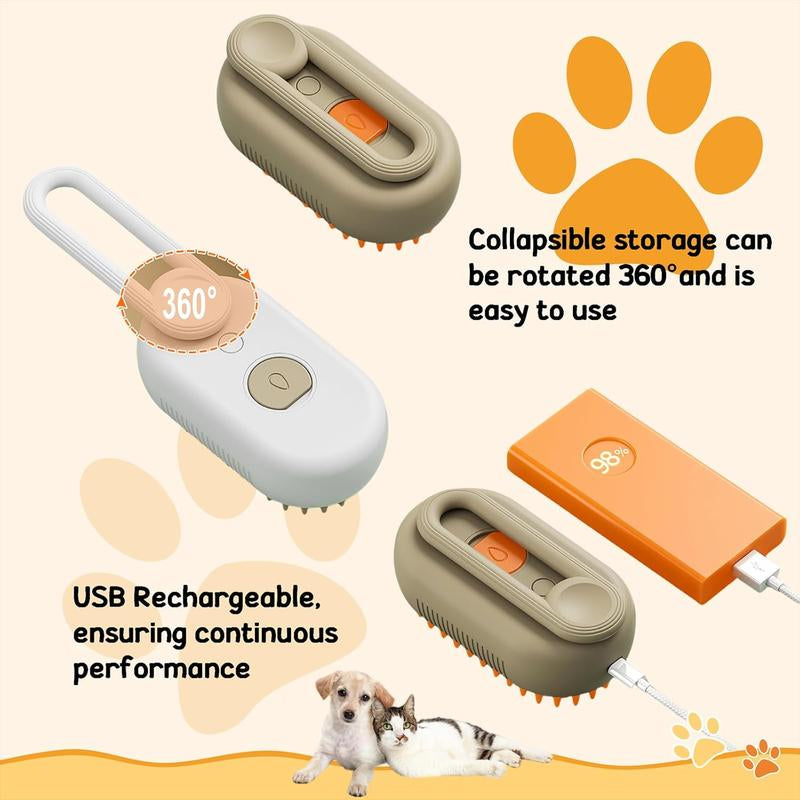 3-IN-1 Pet Steam Brush: Advanced Grooming Comb for Dogs & Cats - Effortlessly Remove Fur with Adjustable Steamy Mist!