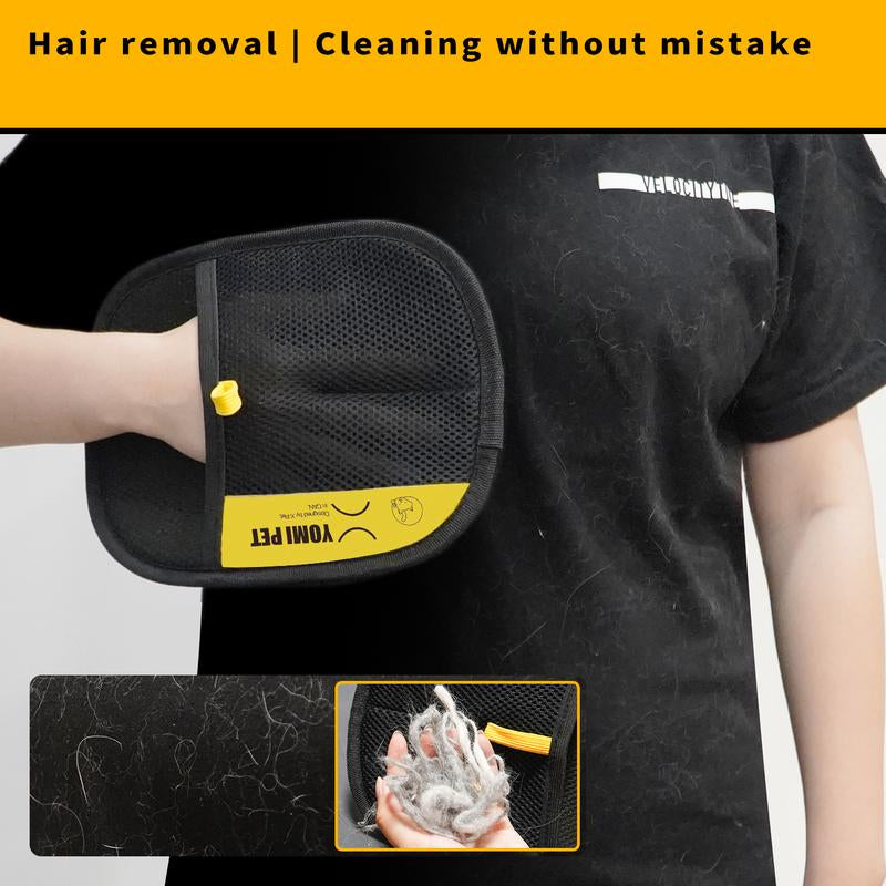YOMI Electrostatic Pet Hair Remover Gloves - Two-Way Brush for Effortless Cat & Dog Hair Cleanup!