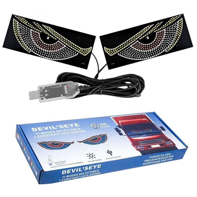Evil Eyes LED Light for Car Windshield – USB Plug & Play Demon Eye Signal Light with 11 Modes, Adjustable Brightness, Perfect for Suvs, Trucks, Pickups & Rvs (Easy Install, No Wiring)