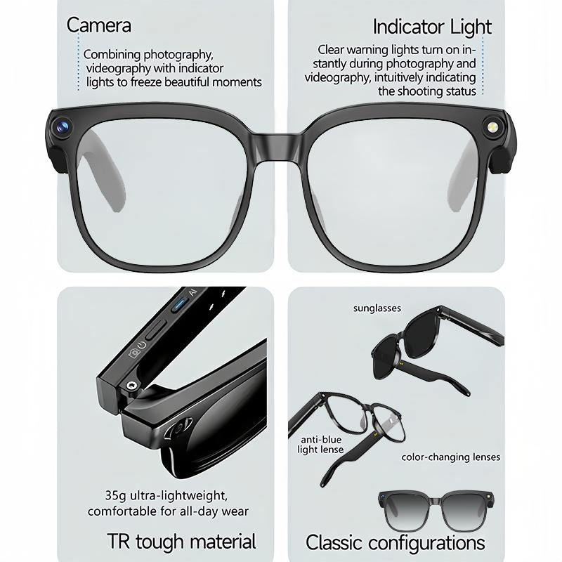 AI Smart Camera Glasses - 8MP Photochromic Lenses, Touch Control & Real-Time Translation for Effortless Hands-Free Photography & Adventure! Perfect Valentine's Day Gift!