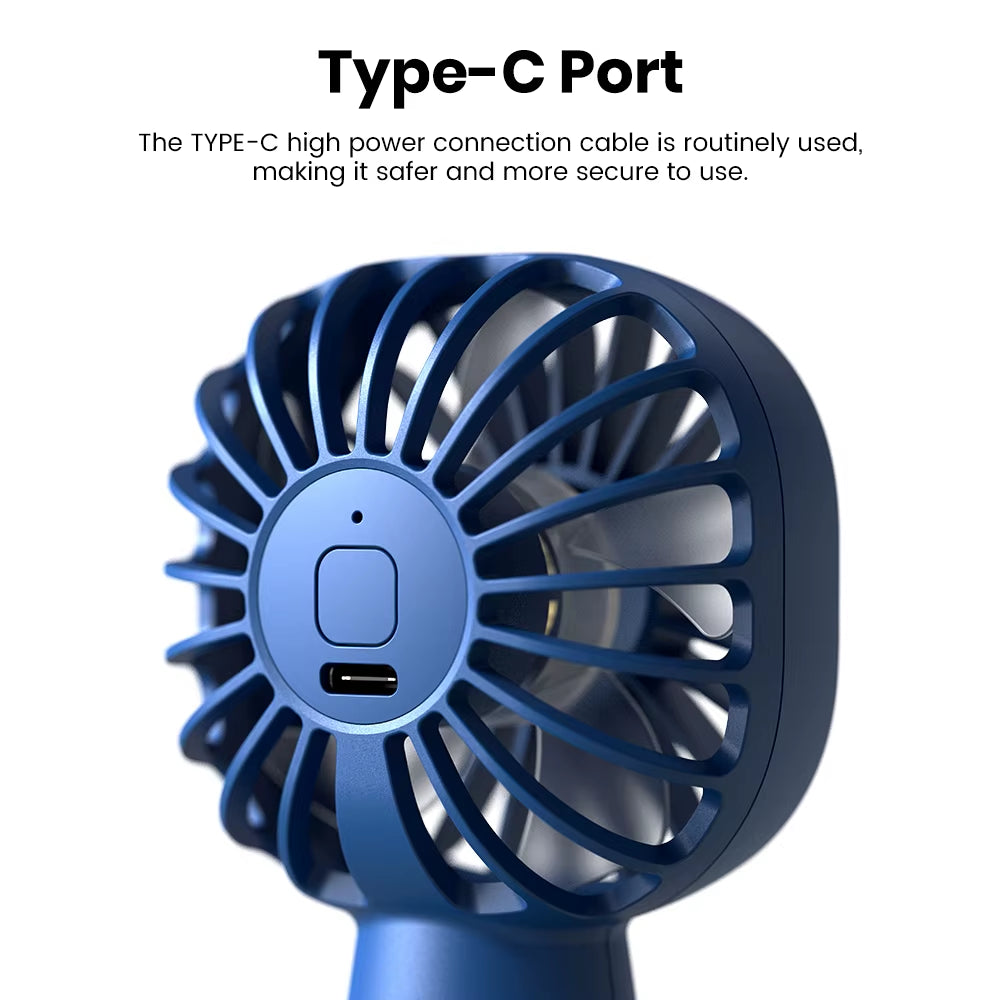 Rechargeable Mini USB Electric Fan - 1800mAh Portable Outdoor Fan with 3 Speeds for Camping and Travel