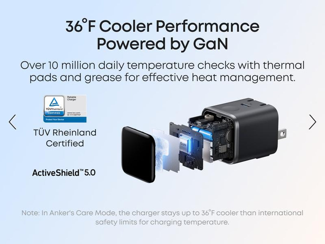 Anker Smart Display Charger - 45W Fast Charging USB-C with Smart Recognition & Care Mode, Compact Design with 180° Foldable Plug, Perfect for iPhone 17/16/15 Series, MacBook & Apple Watch