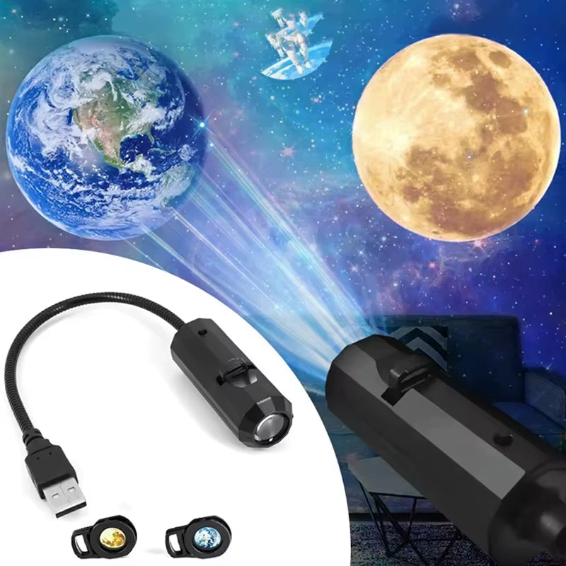Enchanting Mini Moon Light Projector – 5-Color LED Star Galaxy Night Light for Bedroom Ambiance and Home Decor