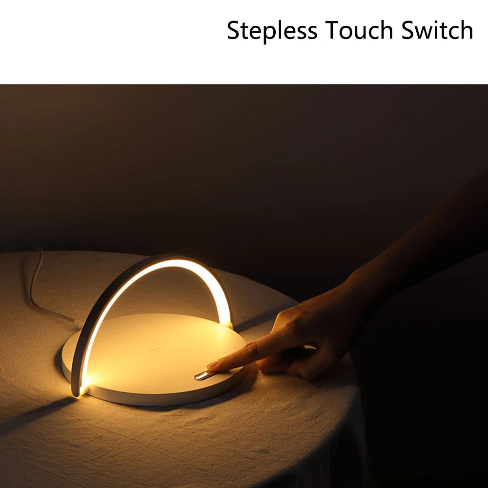 Elevate Your Space with the Qi Wireless Charging LED Table Lamp - Modern Design, Touch Control, and Adjustable Brightness for Ultimate Convenience