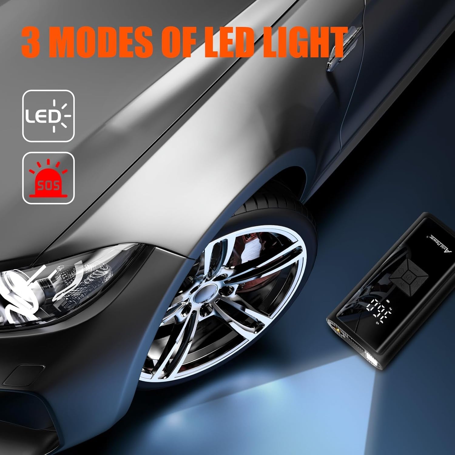 Powerful Cordless Portable Tire Inflator with 4500mAh Battery & Smart Modes for Effortless Inflation