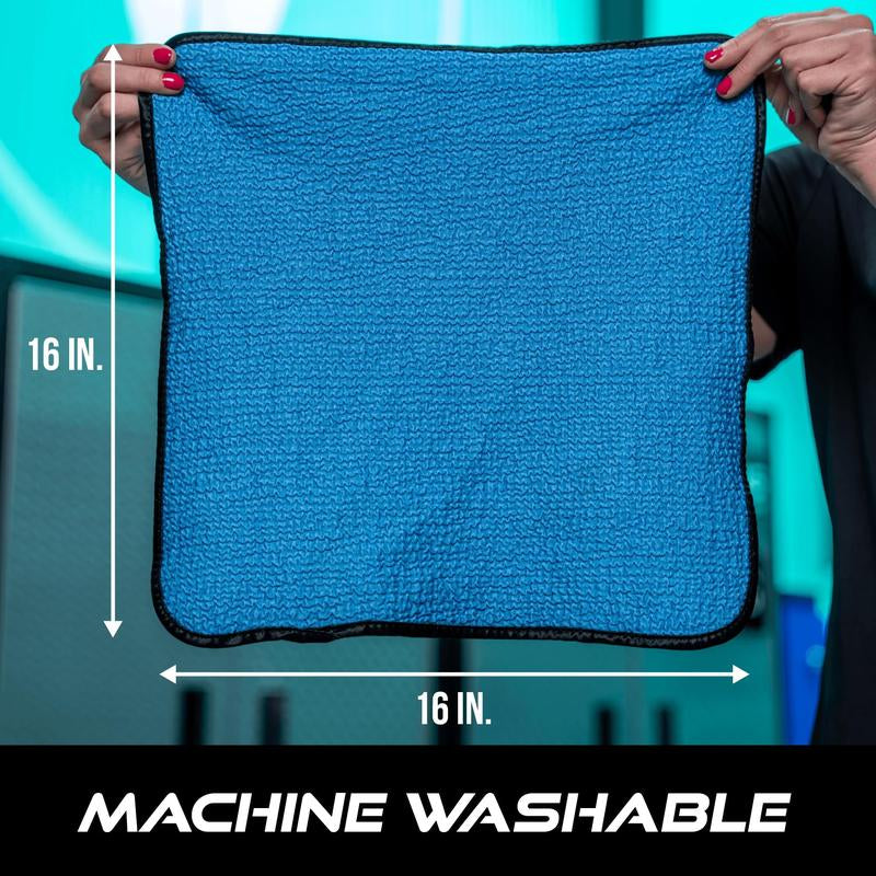 VIKING Premium Microfiber Glass Cleaning Cloths for Automotive and Home Use, Ideal for Mirrors and Picture Frames, 16 x 16 Inches, Blue, Set of 2