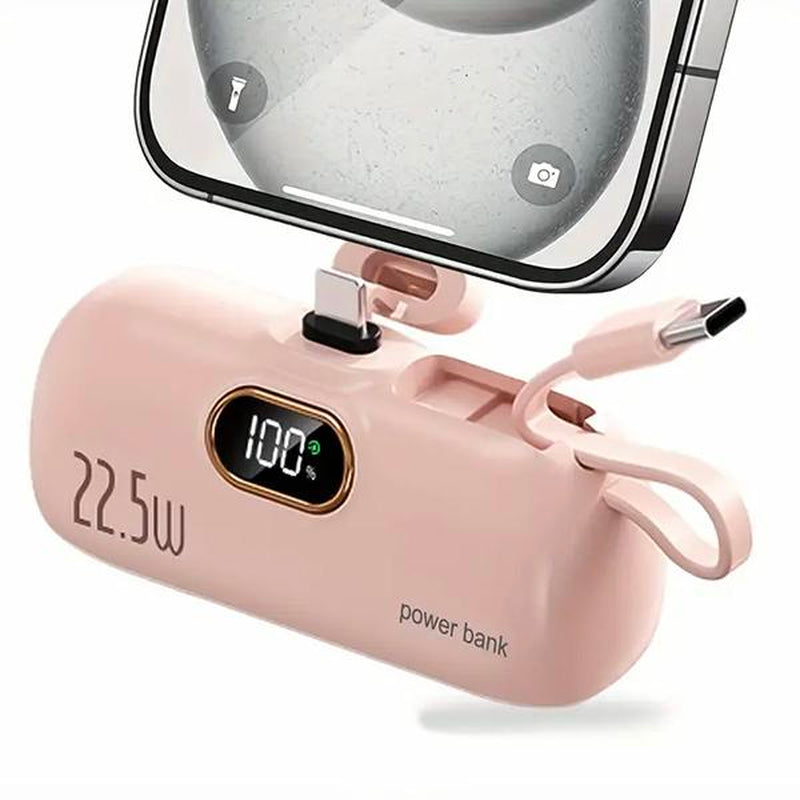 Ultra-Compact 22.5W Fast Charging Power Bank - 5000mAh Capacity with 3 Output Ports & LED Display