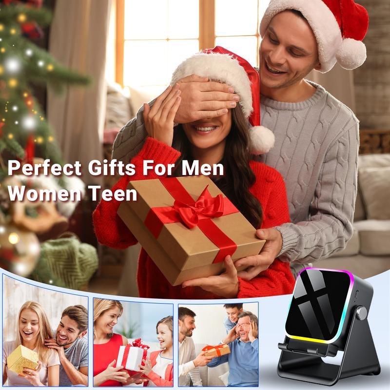 Wireless Induction Audio Speaker Stand with 5-in-1 Cellphone Holder, 3500mAh Rechargeable Power Bank, 360° Adjustable Mobile Tablet Stand, and Colorful Ambient Light - Ideal Gift for Men and Women