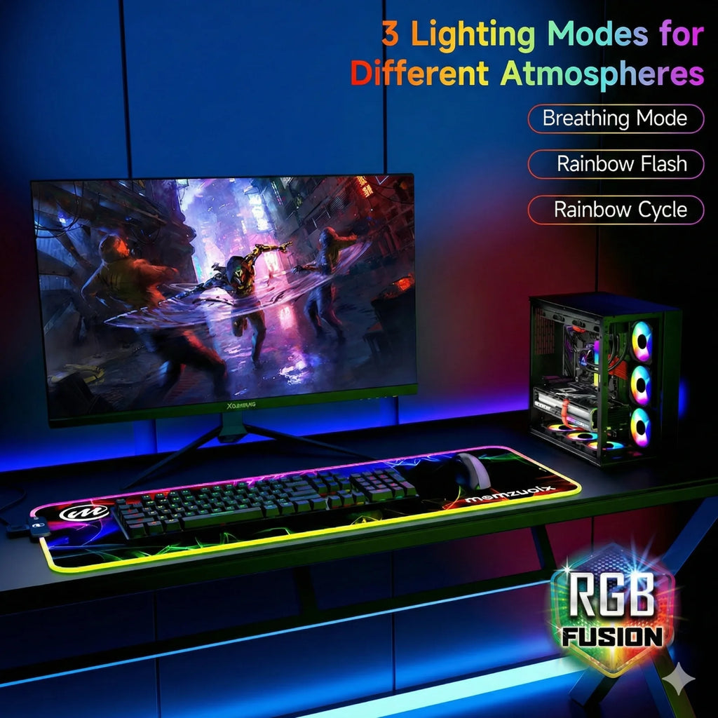 Experience Ultimate Gaming with our Large RGB LED Mouse Pad - 31.5" x 11.8", 12 Dynamic Lighting Modes, Anti-Slip Base, Waterproof & Stain Resistant!