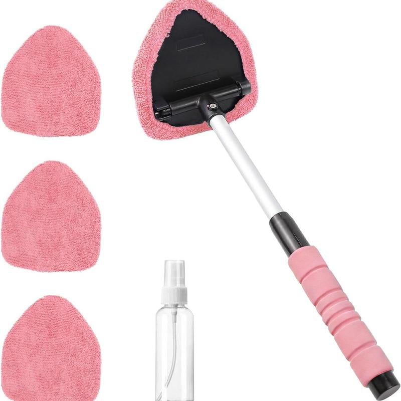 Revolutionary Microfiber Car Window Cleaner with Extendable Handle & 4 Reusable Pads - Sparkling Windows Made Easy!