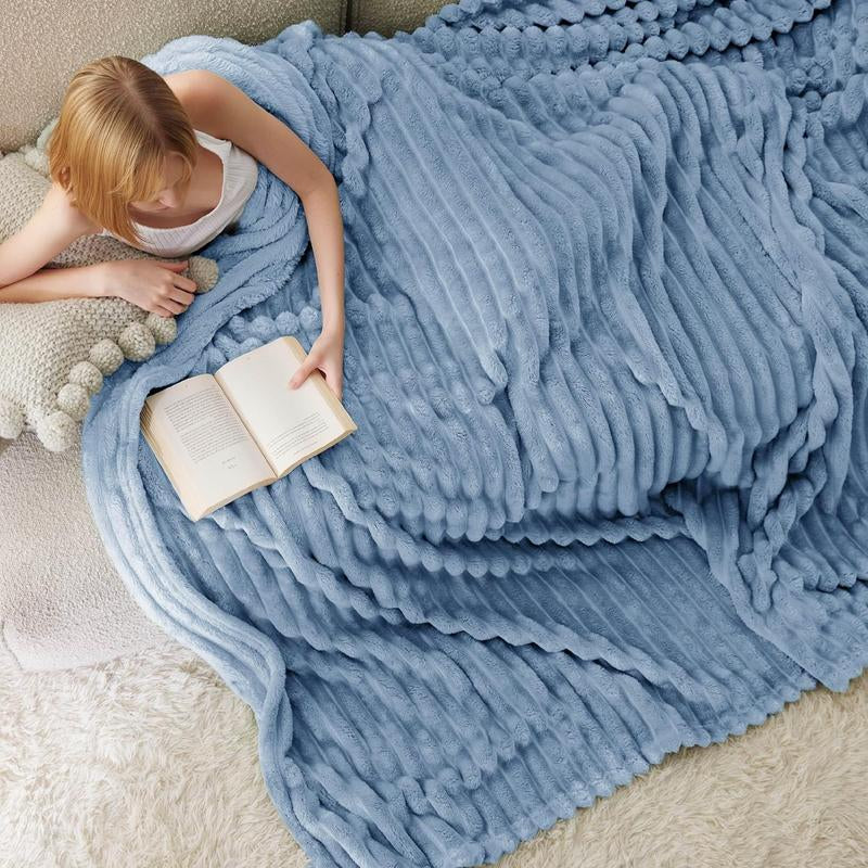 【February Stock Up】Bedsure Gentlesoft Cozy Blanket-Patio Furniture Decor,Classic Stripe Pattern, Ideal for Bed,Couch, Travel,Camping, All Seasons,Home Bedroom Decor