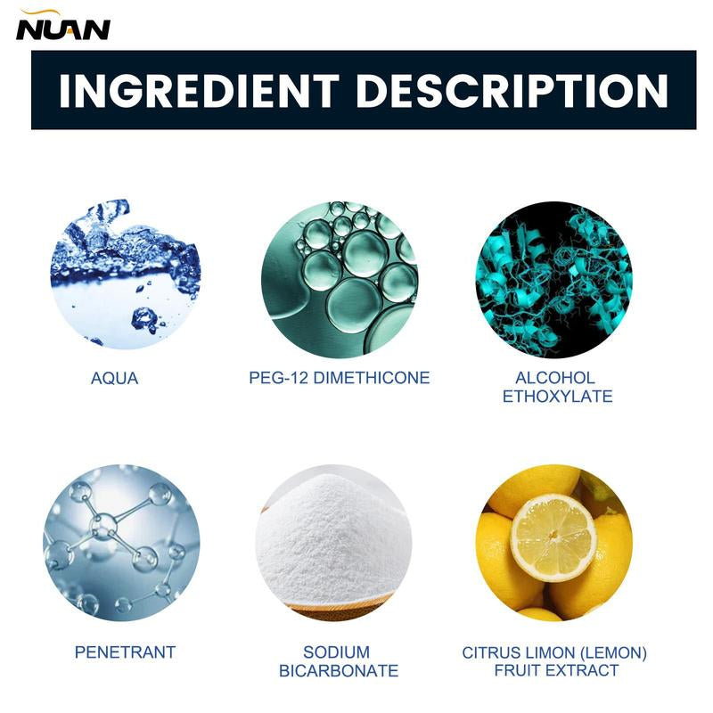 Nuan-Car Interior Foam Cleaner: Powerful All-Purpose Stain Remover for Automotive, Kitchen, and Bathroom Surfaces