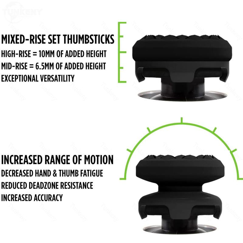 Professional Thumbstick Grips for PS4, PS5, and Xbox Series X/S and One X/S Controllers - High-Rise and Mid-Rise Gaming Performance Accessories