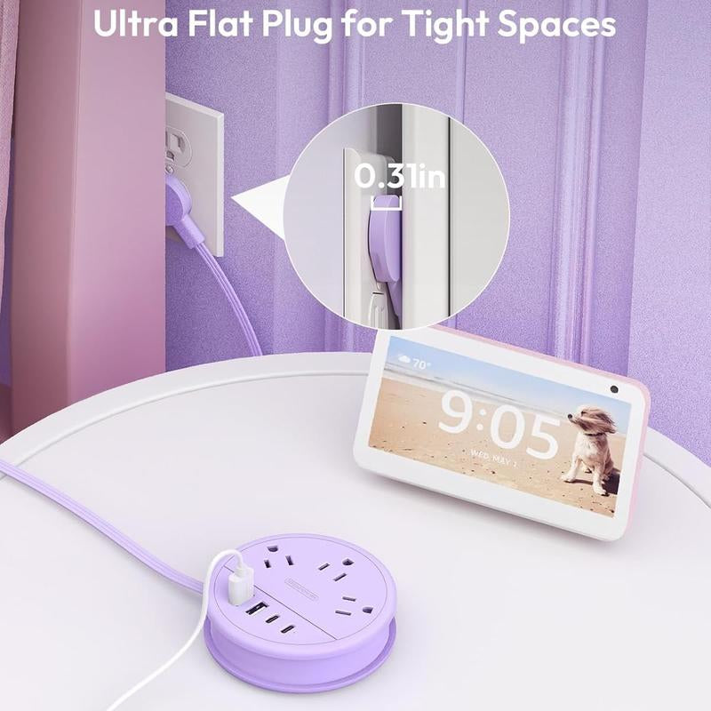 NTONPOWER Travel Power Strip - Cruise Approved with 3 AC Outlets and 4 USB Ports (2 USB-C), 4FT Extension Cord for Hotels, Dorms, Home Offices, and Travel Use