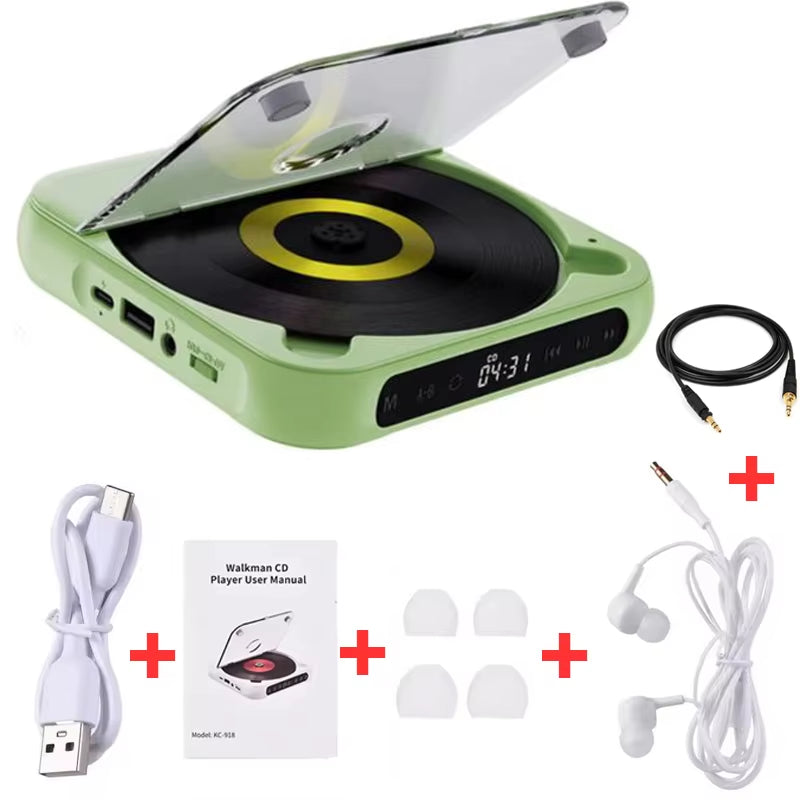 Portable Bluetooth CD Player with LCD Screen - A-B Repeat & 1200mAh Battery - Perfect for Friends, Family, and Students!