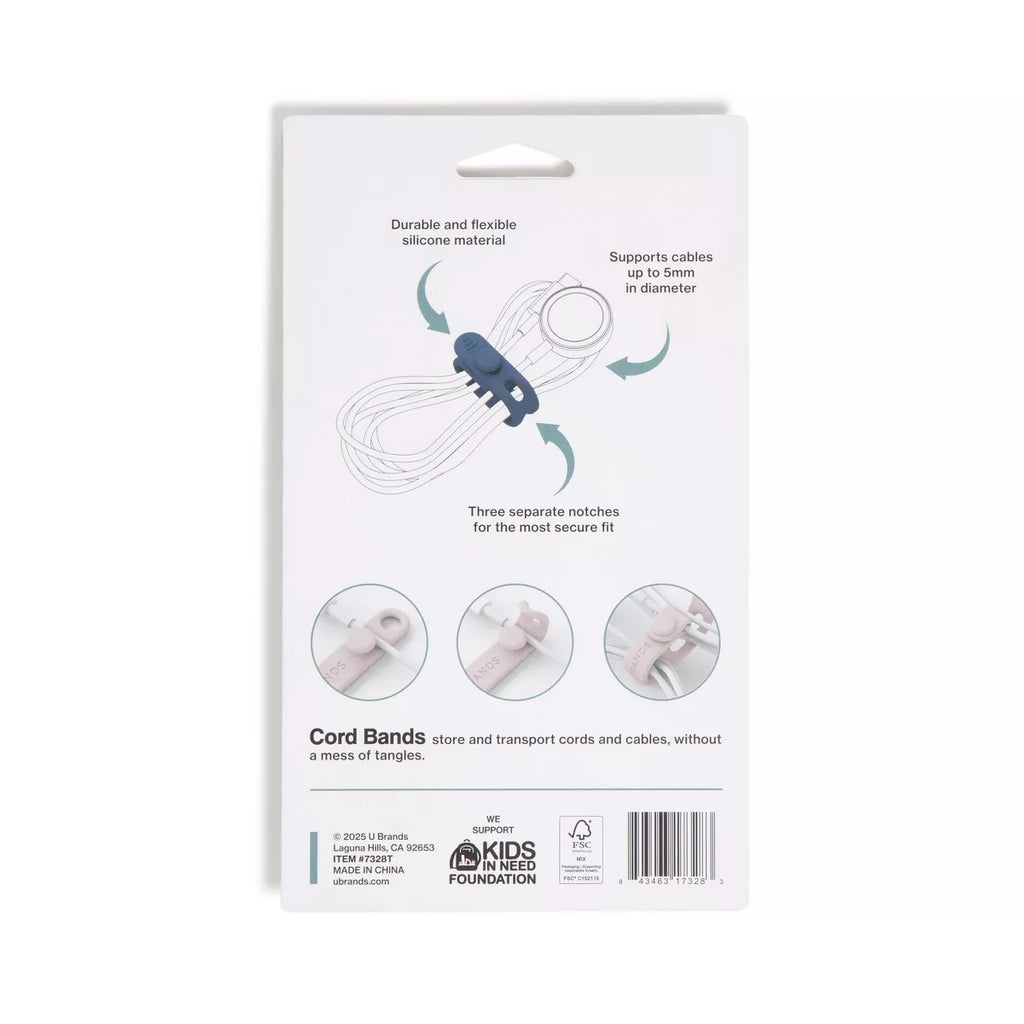 U Brands 6-Pack Silicone Cord Bands - Ultimate Organization Solution for Tangle-Free Living!