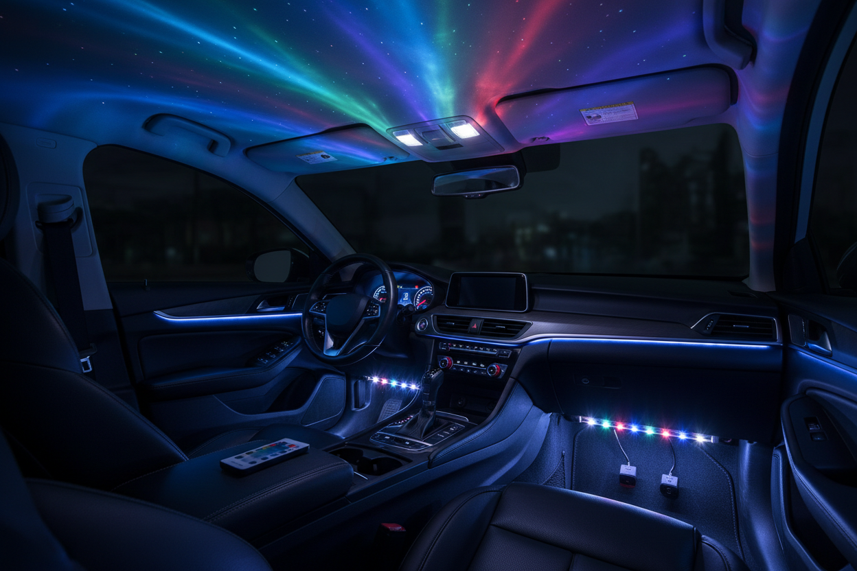 LED Atmosphere Lights for Cars - 16 Color Interior Lighting Kit